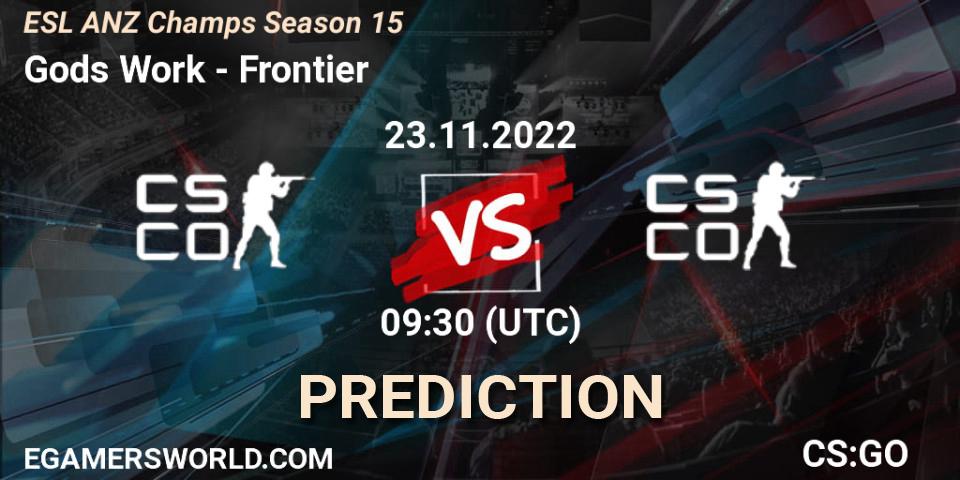 Gods Work vs Frontier: Match Prediction. 24.11.22, CS2 (CS:GO), ESL ANZ Champs Season 15