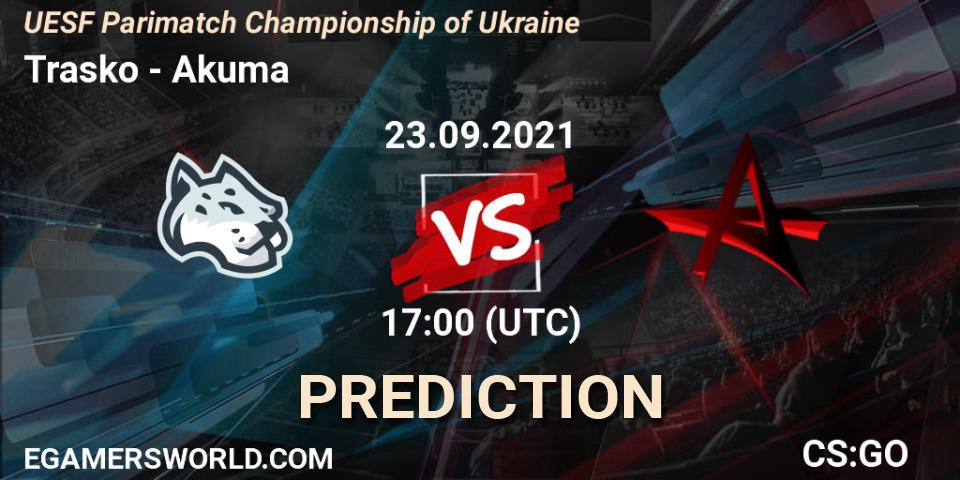 Trasko vs Akuma: Match Prediction. 23.09.2021 at 17:40, Counter-Strike (CS2), UESF Parimatch Championship of Ukraine