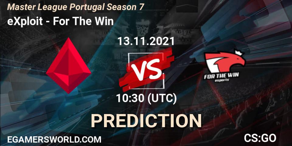 eXploit vs For The Win: Match Prediction. 13.11.2021 at 10:30, Counter-Strike (CS2), Master League Portugal Season 7