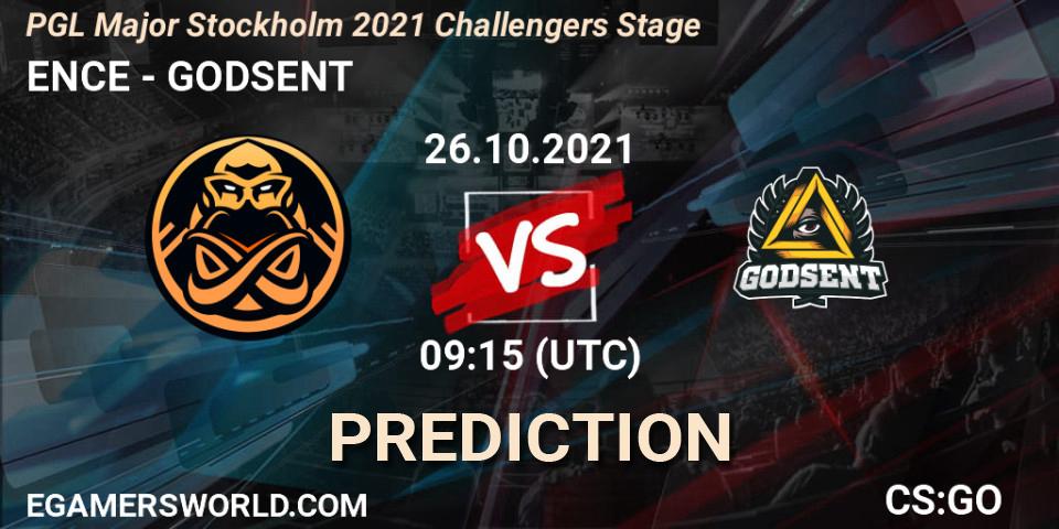 ENCE vs GODSENT: Match Prediction. 26.10.2021 at 09:35, Counter-Strike (CS2), PGL Major Stockholm 2021 Challengers Stage
