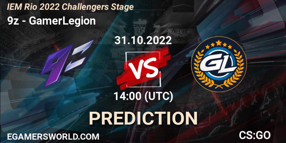 9z vs GamerLegion: Match Prediction. 31.10.2022 at 14:00, Counter-Strike (CS2), IEM Rio 2022 Challengers Stage
