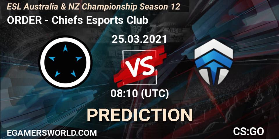 ORDER vs Chiefs Esports Club: Match Prediction. 22.03.2021 at 07:10, Counter-Strike (CS2), ESL Australia & NZ Championship Season 12