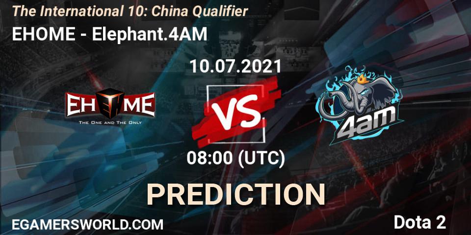 EHOME vs Elephant.4AM: Match Prediction. 10.07.2021 at 07:31, Dota 2, The International 10: China Qualifier