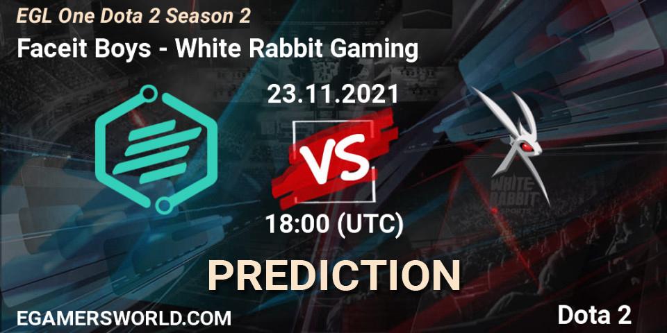 Faceit Boys vs White Rabbit Gaming: Match Prediction. 23.11.2021 at 18:08, Dota 2, EGL One Dota 2 Season 2