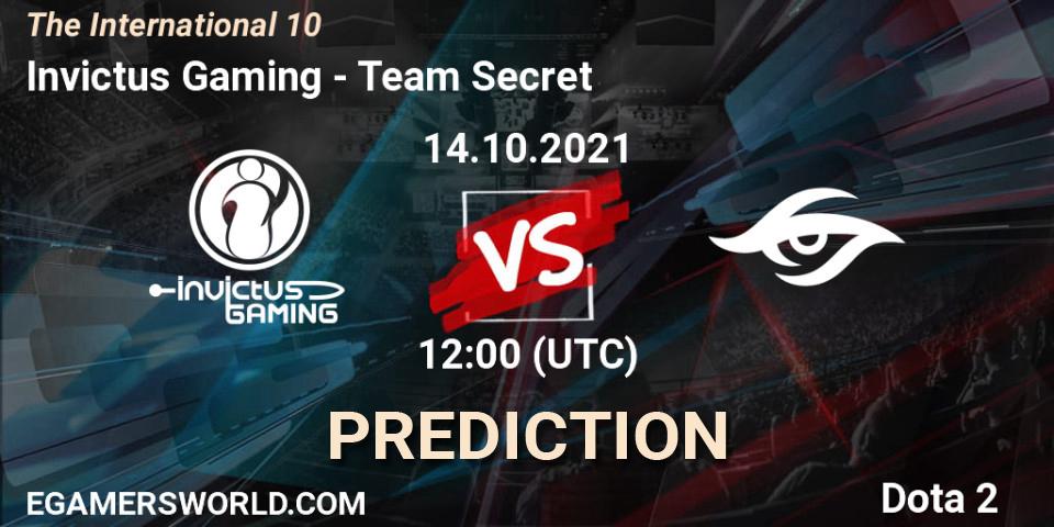 Invictus Gaming vs Team Secret: Match Prediction. 14.10.2021 at 14:53, Dota 2, The Internationa 2021