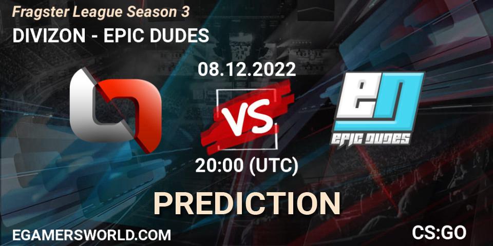 DIVIZON vs EPIC DUDES: Match Prediction. 08.12.22, CS2 (CS:GO), Fragster League Season 3