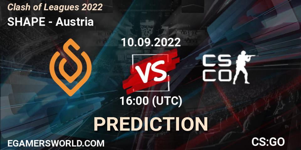 SHAPE vs Austria: Match Prediction. 10.09.2022 at 16:00, Counter-Strike (CS2), Clash of Leagues 2022