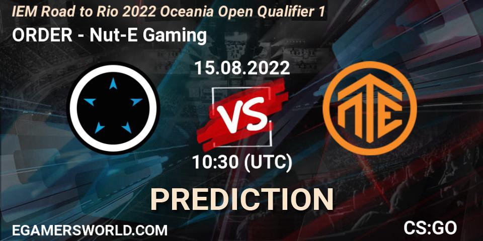 ORDER vs Nut-E Gaming: Match Prediction. 15.08.22, CS2 (CS:GO), IEM Road to Rio 2022 Oceania Open Qualifier 1