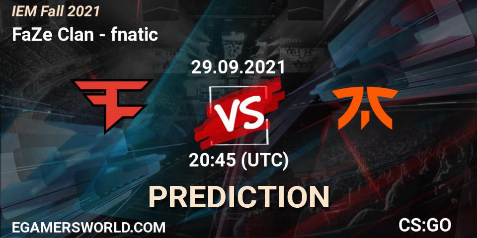 FaZe Clan vs fnatic: Match Prediction. 29.09.21, CS2 (CS:GO), IEM Fall 2021: Europe RMR