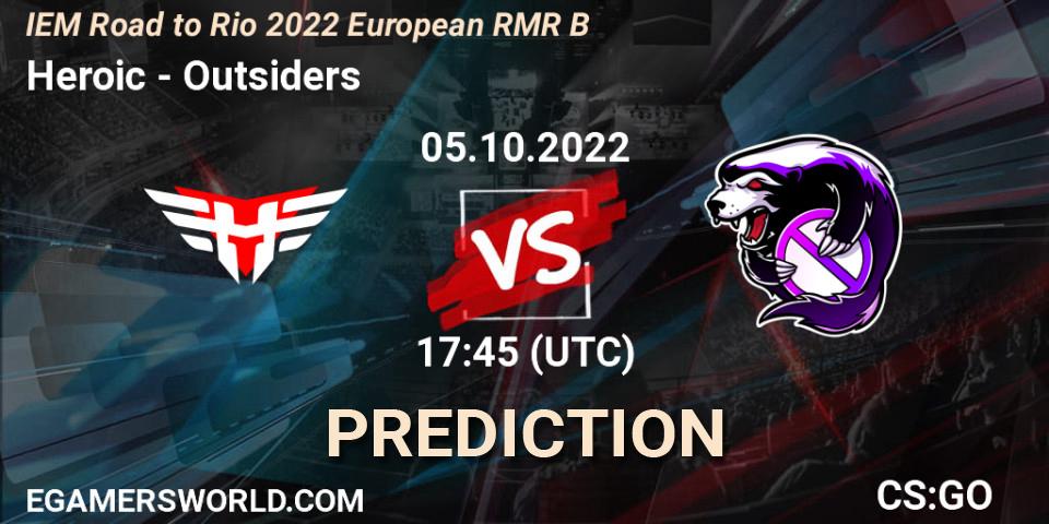 Heroic vs Outsiders: Match Prediction. 05.10.2022 at 17:45, Counter-Strike (CS2), IEM Road to Rio 2022 European RMR B