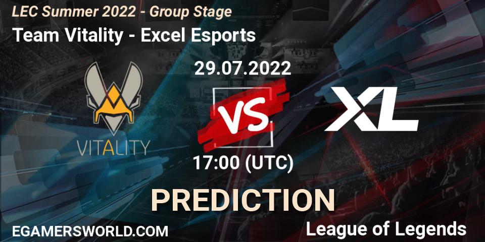 Team Vitality vs Excel Esports: Match Prediction. 29.07.22, LoL, LEC Summer 2022 - Group Stage