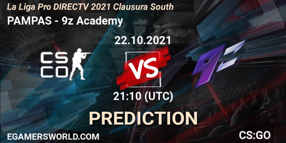 PAMPAS vs 9z Academy: Match Prediction. 22.10.2021 at 21:10, Counter-Strike (CS2), La Liga Season 4: Sur Pro Division - Clausura
