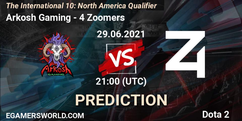 Arkosh Gaming vs 4 Zoomers: Match Prediction. 01.07.2021 at 00:48, Dota 2, The International 10: North America Qualifier