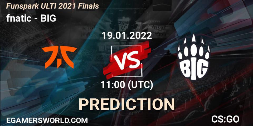fnatic vs BIG: Match Prediction. 19.01.22, CS2 (CS:GO), Funspark ULTI 2021 Finals