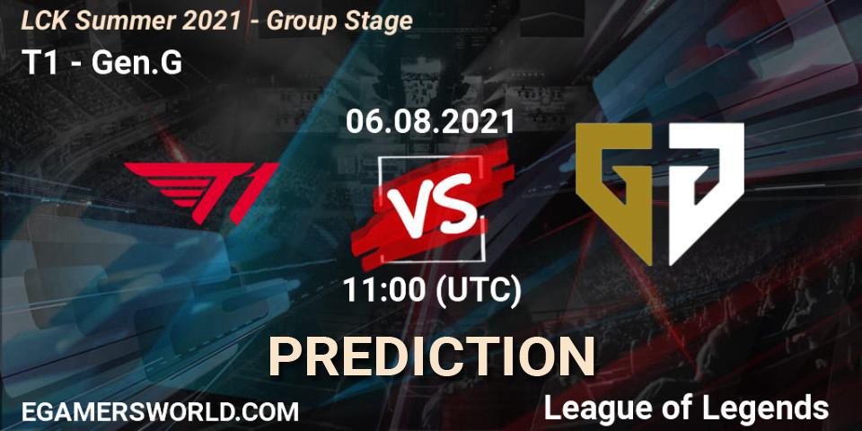 T1 vs Gen.G: Match Prediction. 06.08.21, LoL, LCK Summer 2021 - Group Stage