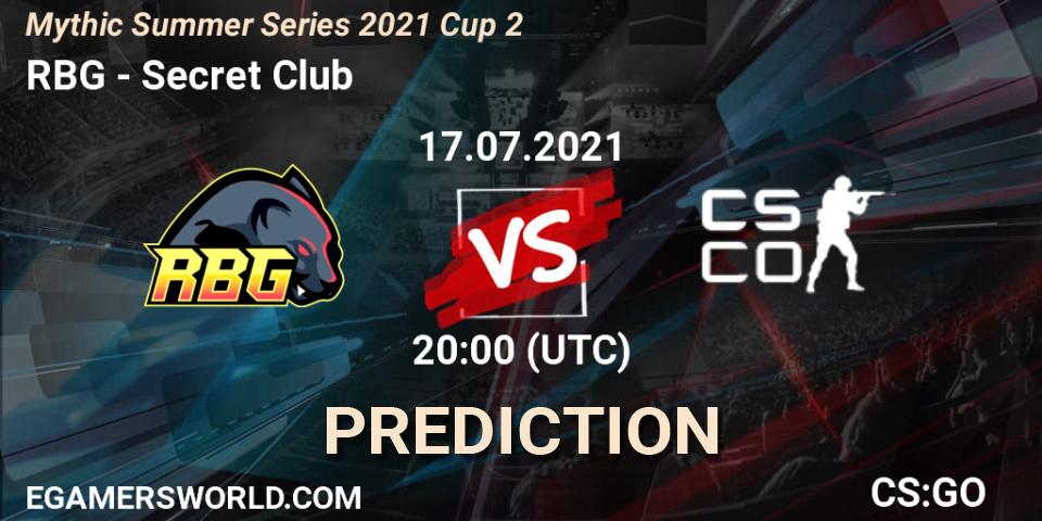 RBG vs Secret Club: Match Prediction. 17.07.2021 at 20:00, Counter-Strike (CS2), Mythic Summer Series 2021 Cup 2