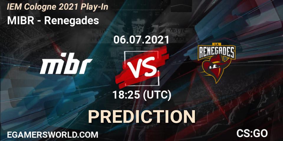 MIBR vs Renegades: Match Prediction. 06.07.2021 at 18:25, Counter-Strike (CS2), IEM Cologne 2021 Play-In