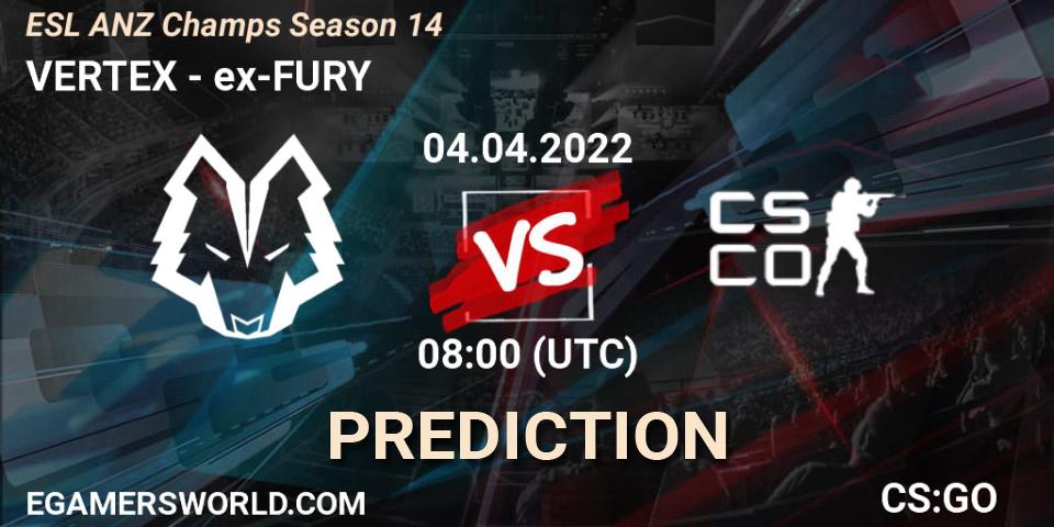 VERTEX vs ex-FURY: Match Prediction. 04.04.2022 at 08:00, Counter-Strike (CS2), ESL ANZ Champs Season 14