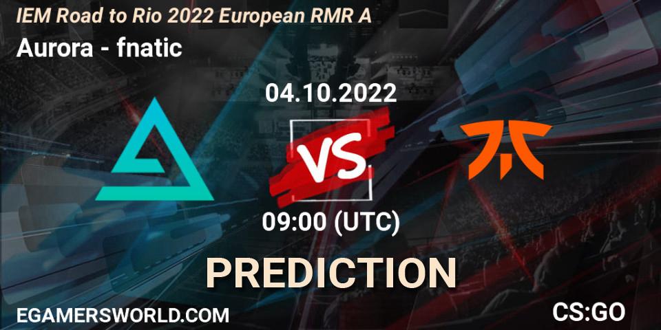 Aurora vs fnatic: Match Prediction. 04.10.22, CS2 (CS:GO), IEM Road to Rio 2022 European RMR A