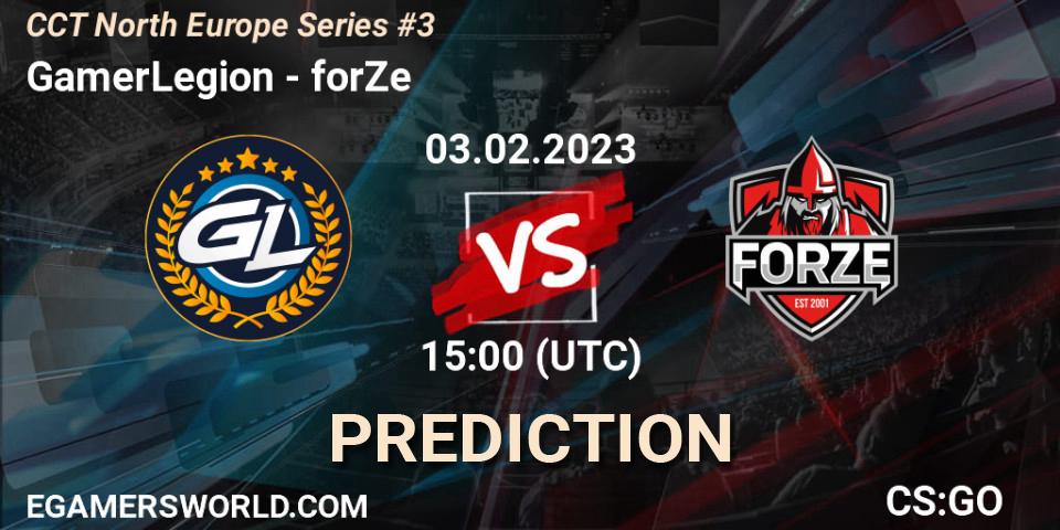 GamerLegion vs forZe: Match Prediction. 03.02.2023 at 15:15, Counter-Strike (CS2), CCT North Europe Series #3