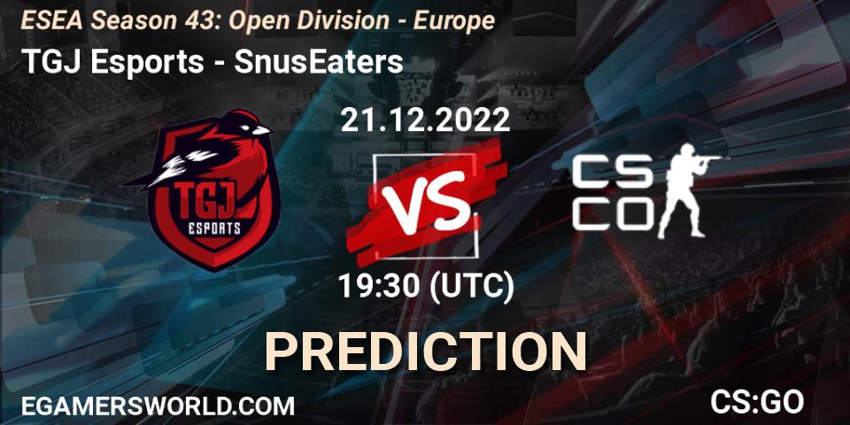 TGJ Esports vs SnusEaters: Match Prediction. 21.12.2022 at 19:30, Counter-Strike (CS2), ESEA Season 43: Open Division - Europe