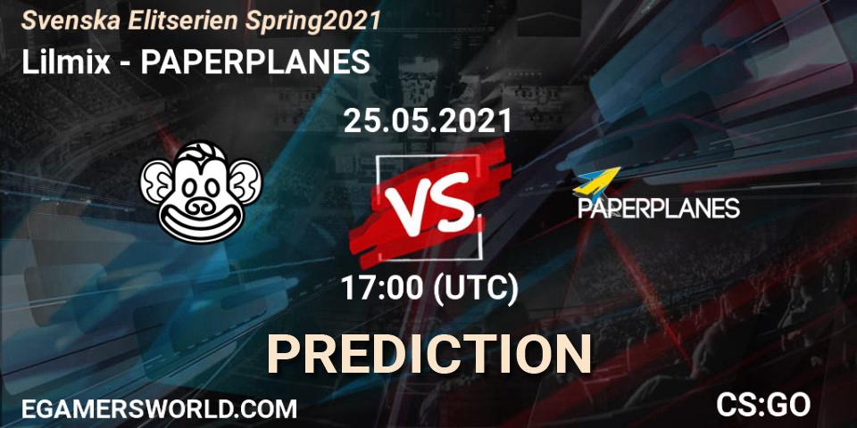 Lilmix vs PAPERPLANES: Match Prediction. 25.05.2021 at 17:00, Counter-Strike (CS2), Svenska Elitserien Spring 2021