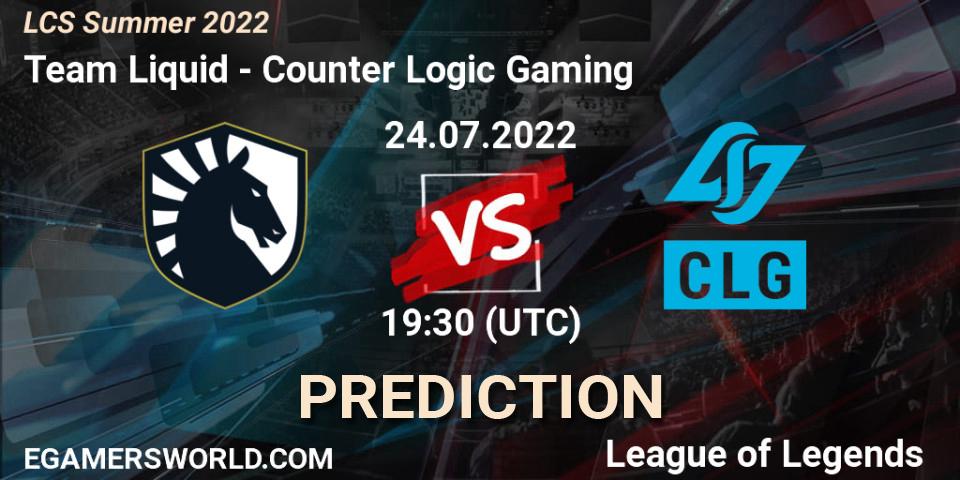 Team Liquid vs Counter Logic Gaming: Match Prediction. 24.07.22, LoL, LCS Summer 2022