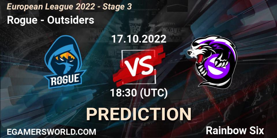 Rogue vs Outsiders: Match Prediction. 17.10.22, Rainbow Six, European League 2022 - Stage 3