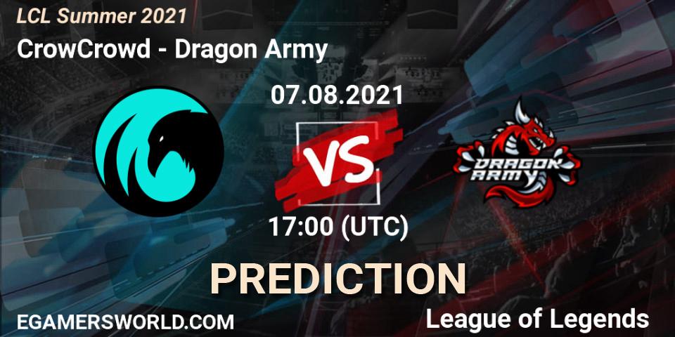 CrowCrowd vs Dragon Army: Match Prediction. 07.08.2021 at 17:00, LoL, LCL Summer 2021