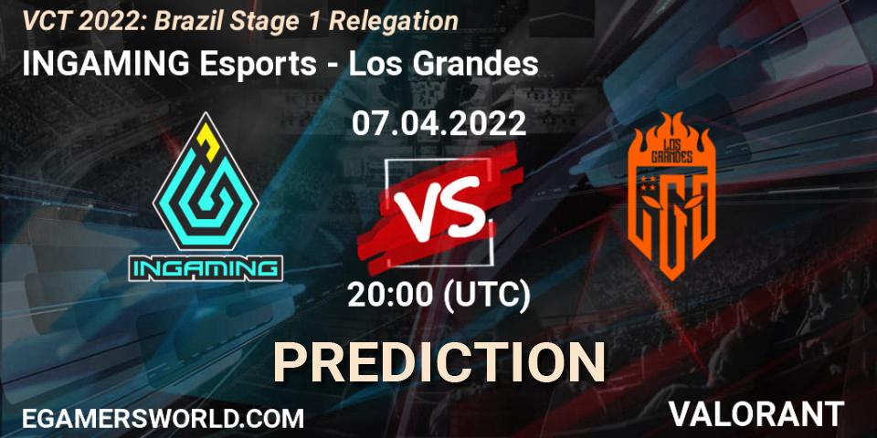 INGAMING Esports vs Los Grandes: Match Prediction. 07.04.2022 at 22:30, VALORANT, VCT 2022: Brazil Stage 1 Relegation