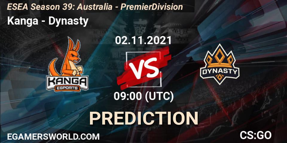 Kanga vs Dynasty: Match Prediction. 25.11.2021 at 09:00, Counter-Strike (CS2), ESEA Season 39: Australia - Premier Division