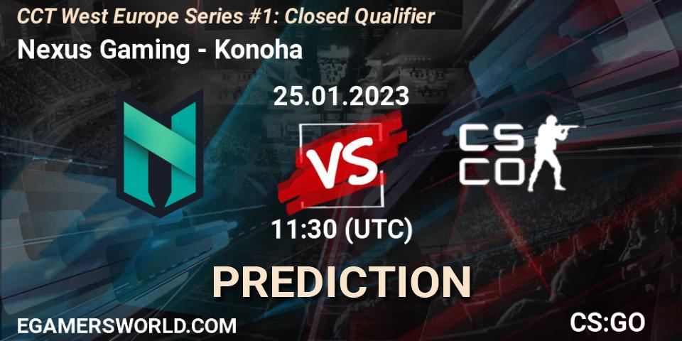 Nexus Gaming vs Konoha: Match Prediction. 25.01.2023 at 11:50, Counter-Strike (CS2), CCT West Europe Series #1: Closed Qualifier