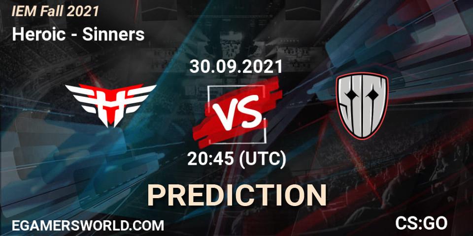 Heroic vs Sinners: Match Prediction. 30.09.2021 at 21:35, Counter-Strike (CS2), IEM Fall 2021: Europe RMR