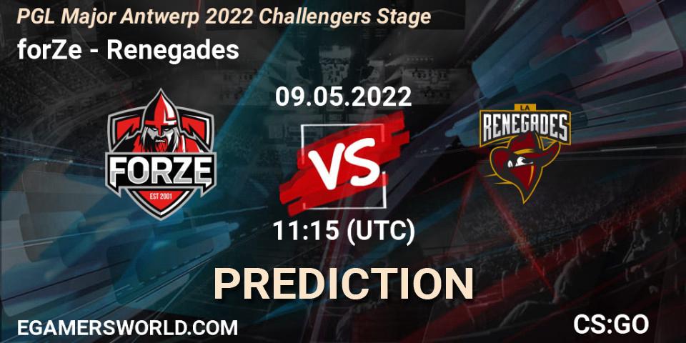 forZe vs Renegades: Match Prediction. 09.05.2022 at 11:30, Counter-Strike (CS2), PGL Major Antwerp 2022 Challengers Stage