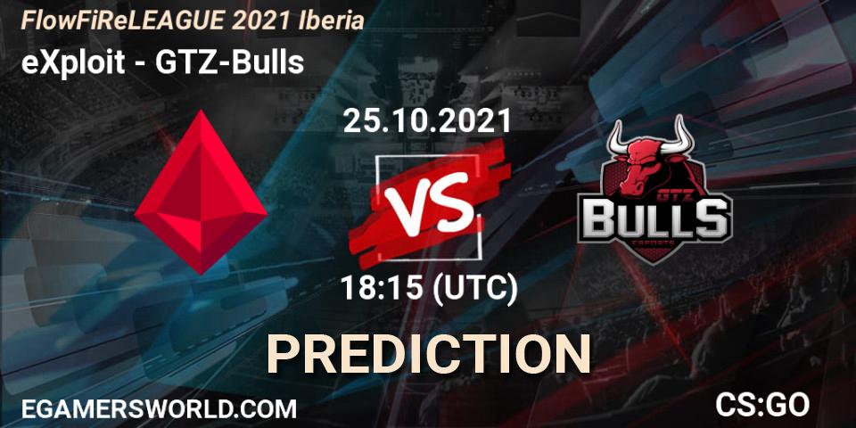 eXploit vs GTZ-Bulls: Match Prediction. 25.10.2021 at 18:15, Counter-Strike (CS2), FlowFiReLEAGUE 2021 Iberia