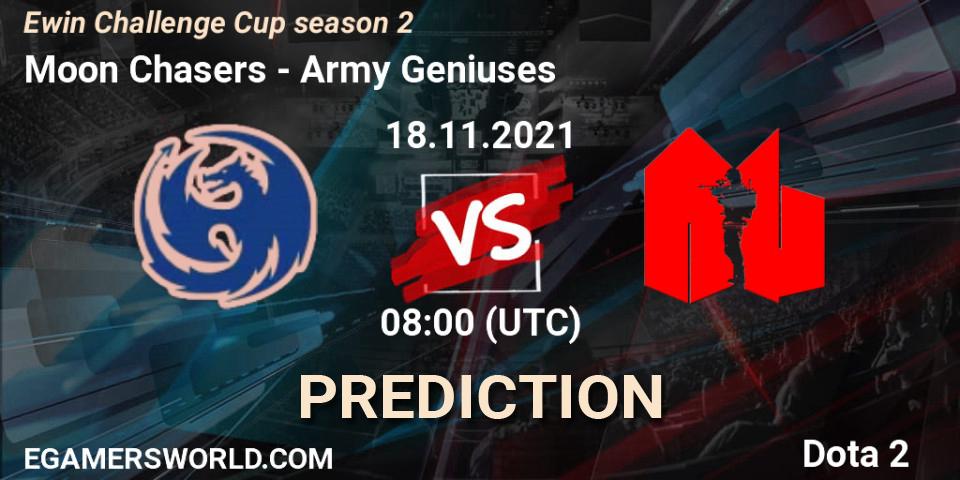 Moon Chasers vs Army Geniuses: Match Prediction. 18.11.2021 at 08:48, Dota 2, Ewin Challenge Cup season 2