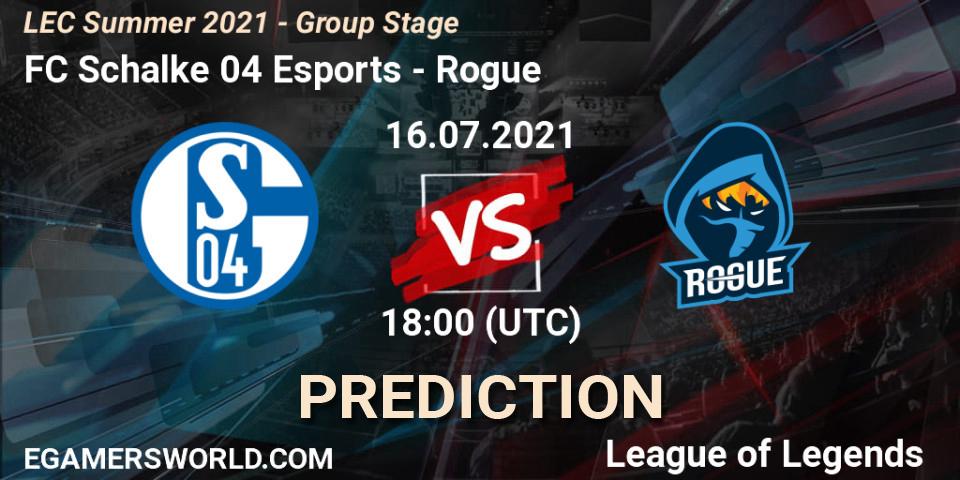 FC Schalke 04 Esports vs Rogue: Match Prediction. 25.06.21, LoL, LEC Summer 2021 - Group Stage