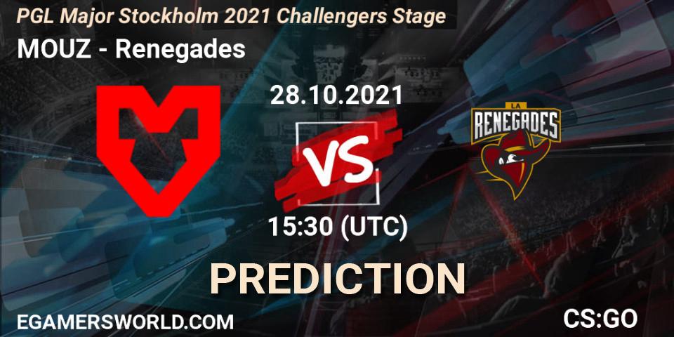 MOUZ vs Renegades: Match Prediction. 28.10.21, CS2 (CS:GO), PGL Major Stockholm 2021 Challengers Stage