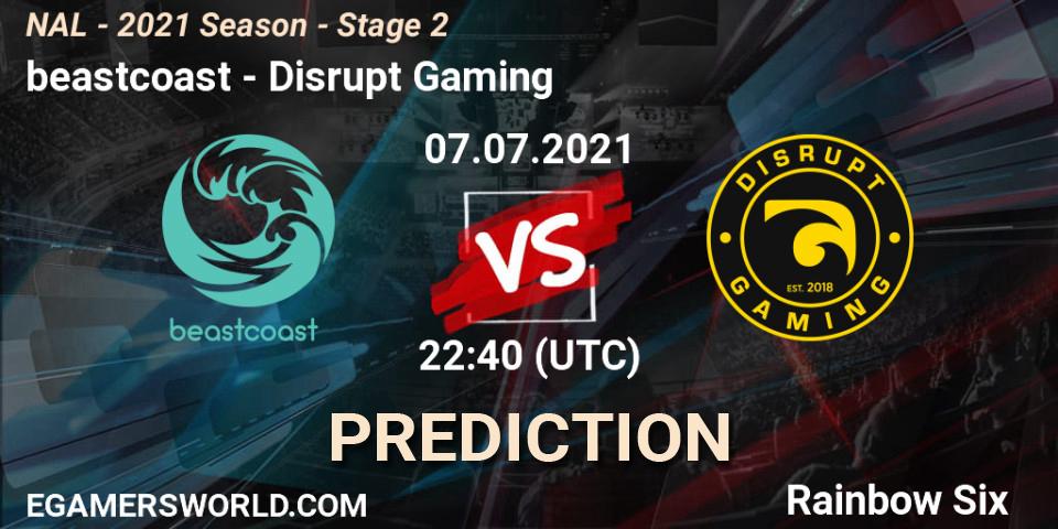 beastcoast vs Disrupt Gaming: Match Prediction. 07.07.2021 at 23:10, Rainbow Six, NAL - 2021 Season - Stage 2