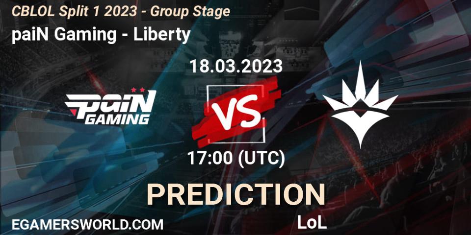 paiN Gaming vs Liberty: Match Prediction. 18.03.2023 at 17:10, LoL, CBLOL Split 1 2023 - Group Stage