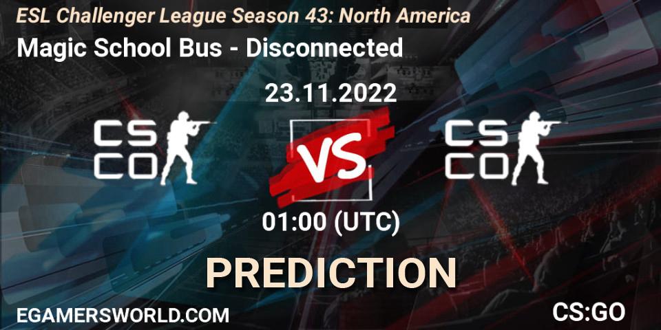 Magic School Bus vs Disconnected: Match Prediction. 23.11.2022 at 01:00, Counter-Strike (CS2), ESL Challenger League Season 43: North America