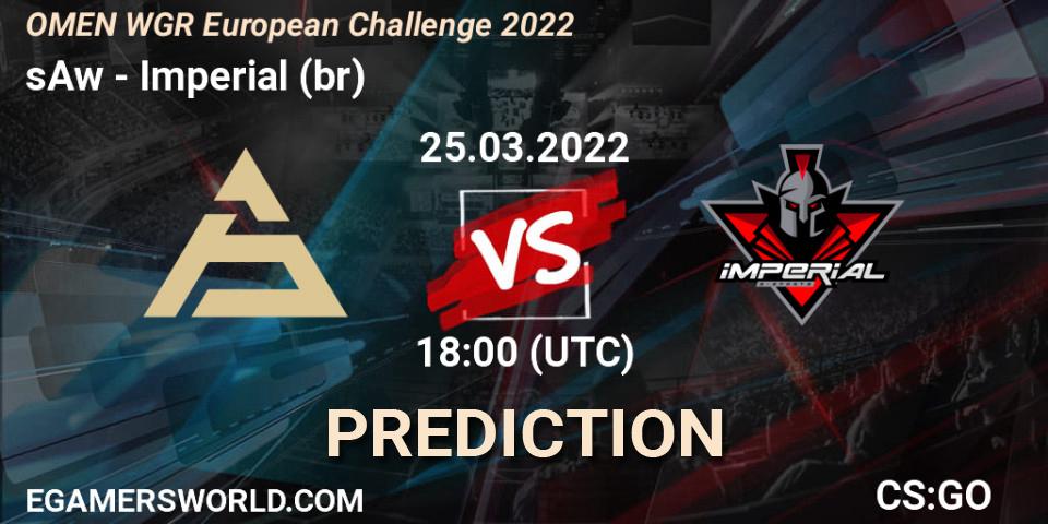 sAw vs Imperial (br): Match Prediction. 25.03.2022 at 18:00, Counter-Strike (CS2), OMEN WGR European Challenge 2022