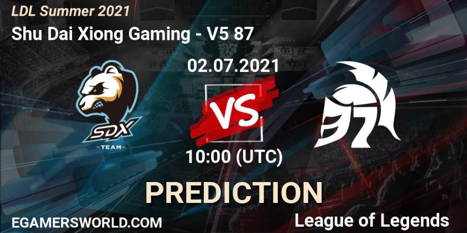 Shu Dai Xiong Gaming vs V5 87: Match Prediction. 02.07.2021 at 10:15, LoL, LDL Summer 2021