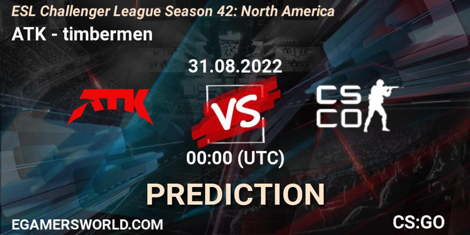 ATK vs timbermen: Match Prediction. 31.08.2022 at 00:00, Counter-Strike (CS2), ESL Challenger League Season 42: North America