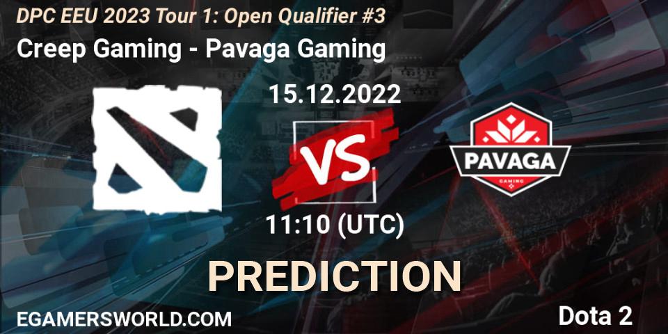 Creep Gaming vs Pavaga Gaming: Match Prediction. 15.12.2022 at 11:10, Dota 2, DPC EEU 2023 Tour 1: Open Qualifier #3