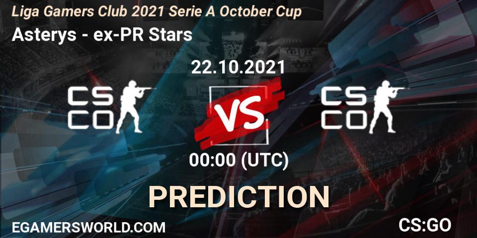 Asterys vs ex-PR Stars: Match Prediction. 22.10.2021 at 00:10, Counter-Strike (CS2), Liga Gamers Club 2021 Serie A October Cup