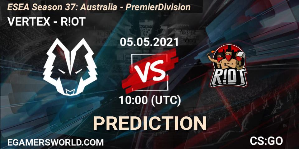VERTEX vs R!OT: Match Prediction. 13.05.2021 at 10:00, Counter-Strike (CS2), ESEA Season 37: Australia - Premier Division