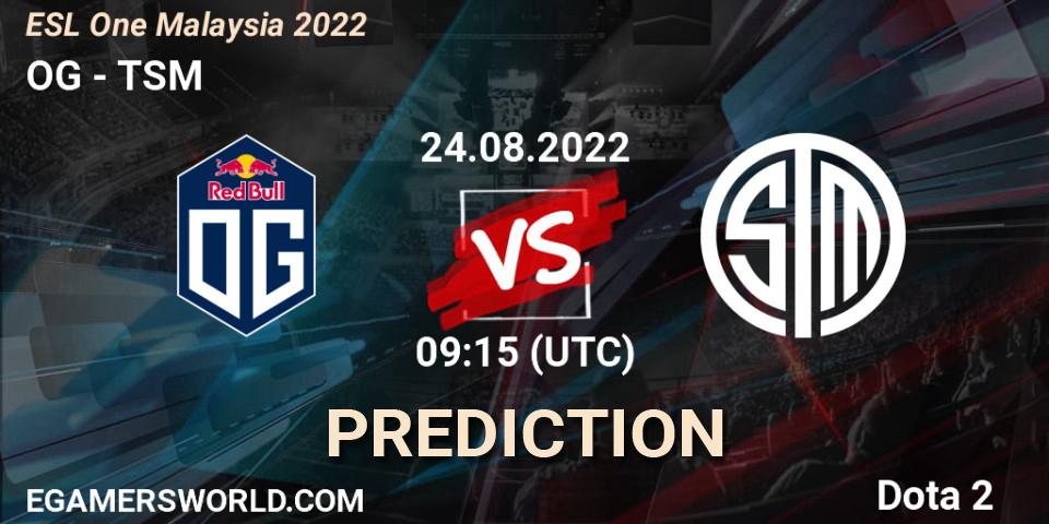 OG vs TSM: Match Prediction. 24.08.22, Dota 2, ESL One Malaysia 2022