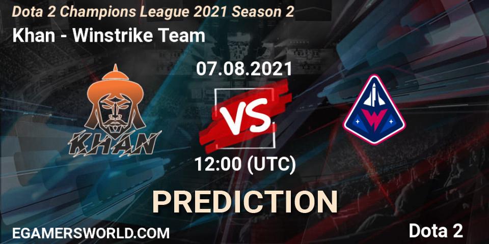 Khan vs Winstrike Team: Match Prediction. 09.08.2021 at 12:10, Dota 2, Dota 2 Champions League 2021 Season 2