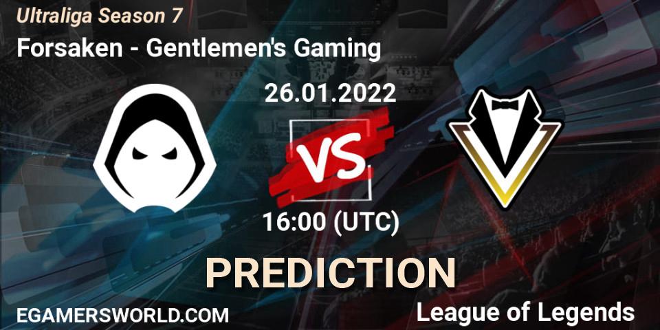 Forsaken vs Gentlemen's Gaming: Match Prediction. 26.01.2022 at 16:00, LoL, Ultraliga Season 7